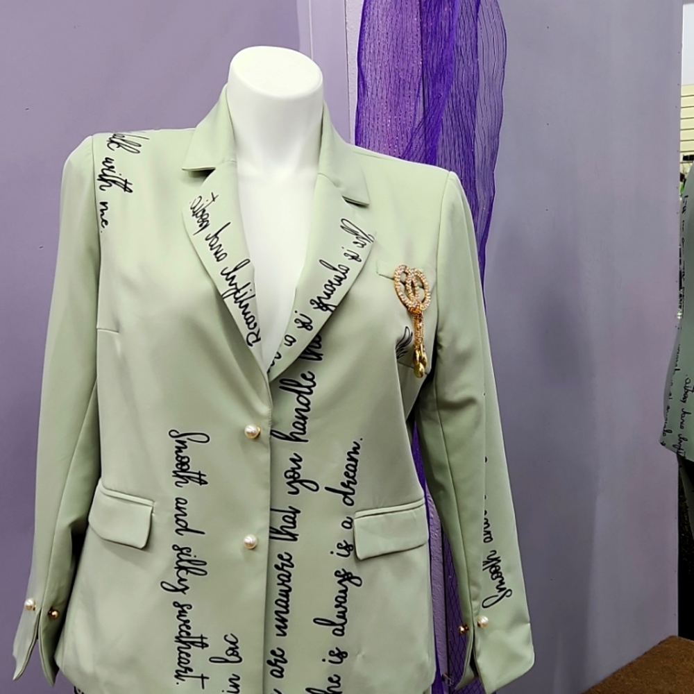 2 piece jacket and pant green